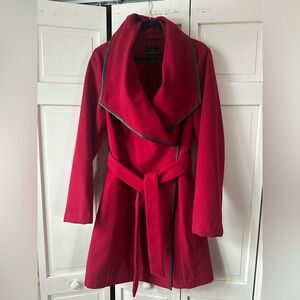 Worthington Red Trench Coat with Black Trim